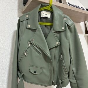 Stradivarius Sage Leather Jacket